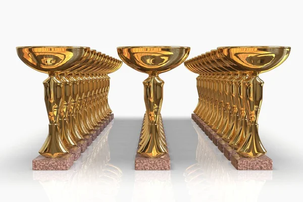 Golden trophy cups 3d render — Stock Photo, Image