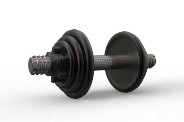 El ağırlıkları 3d render göl kenarında beyaz bir arka plan üzerinde