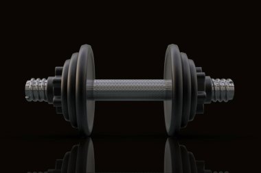 El ağırlık 3d render göl kenarında siyah bir zemin üzerine