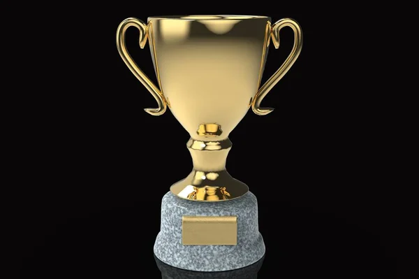 Golden Trophy Cup Rendering Isolated Black Background — Stock Photo, Image