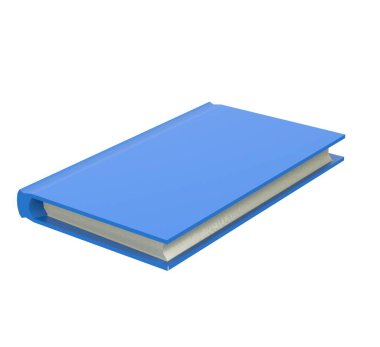 Beyaz arka plan üzerinde izole mavi kitap 3d render