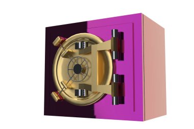 Güvenlik metal güvenli 3d render beyaz arka plan üzerinde izole