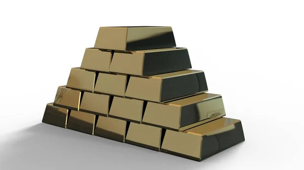 Zlaté Cihly Pyramida Vykreslování Izolovaných Bílém Pozadí — Stock fotografie