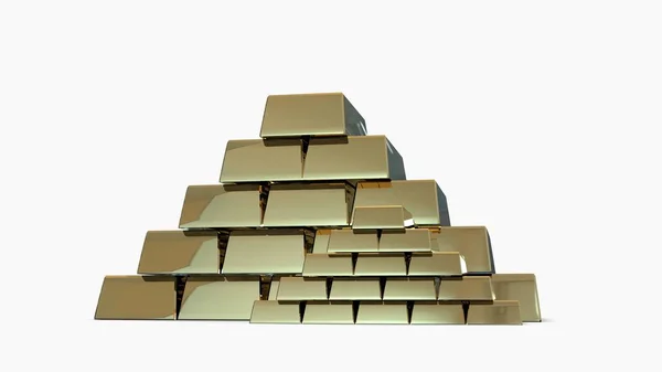 Barras Oro Pirámide Renderizado Aislado Sobre Fondo Blanco — Foto de Stock