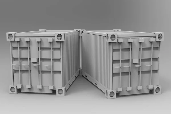Rendering Due Container Carico Sfondo Grigio — Foto Stock