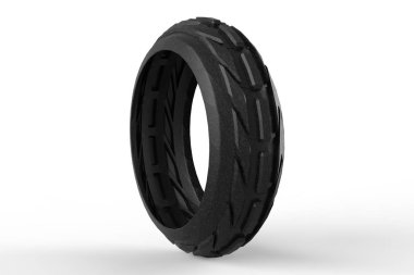 Otomobil lastiği 3d render göl kenarında beyaz bir arka plan üzerinde