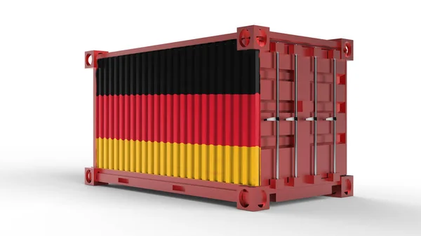 Rendering Shipping Cargo Container German Flag Isolated White Background — Stock Photo, Image