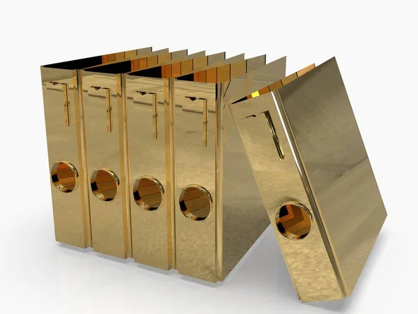 Группа Связующих Золотых Колец Рендеринг Изолированный Белом Фоне — стоковое фото