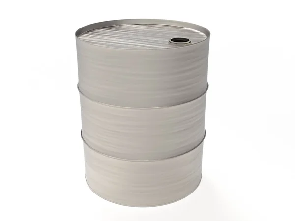 Metal Industrial Oil Barrel Renderização Isolado Branco — Fotografia de Stock