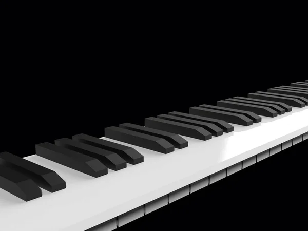 黒い背景に分離したピアノ キーボード レンダリング — ストック写真