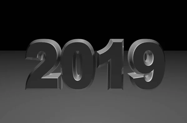 Teks Tahun Baru 2019 Rendering Latar Belakang Abu Abu — Stok Foto