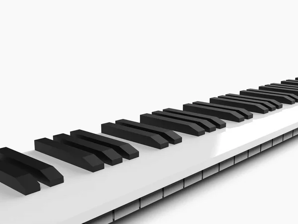 Piano keyboard 3D rendering isolated on white background