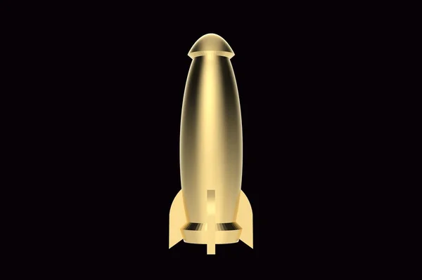 Ракетний Космічний Корабель Візуалізація Ізольовано Чорному Тлі — стокове фото