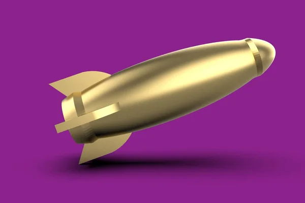 火箭太空船3D 渲染查出紫色 — 图库照片