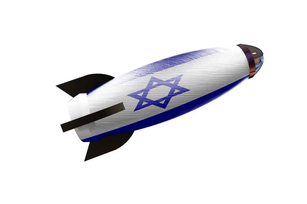 Rocket space ship with Israeli Flag 3D rendering — Stock Photo, Image