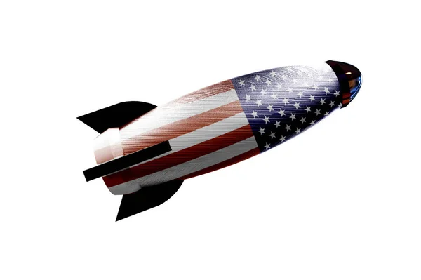 Rocket space ship with USA flag 3D rendering — Stock Photo, Image