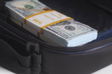 Yüz dolar faturaları ile açık evrak çantası