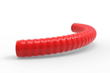Kırmızı plastik nervürlü hortum 3d illüstrasyon