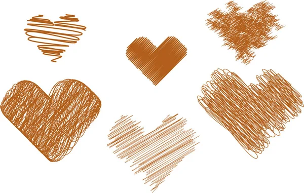Set van krabbelde hand getrokken schets harten voor Valentines Day design vector illustratie — Stockvector
