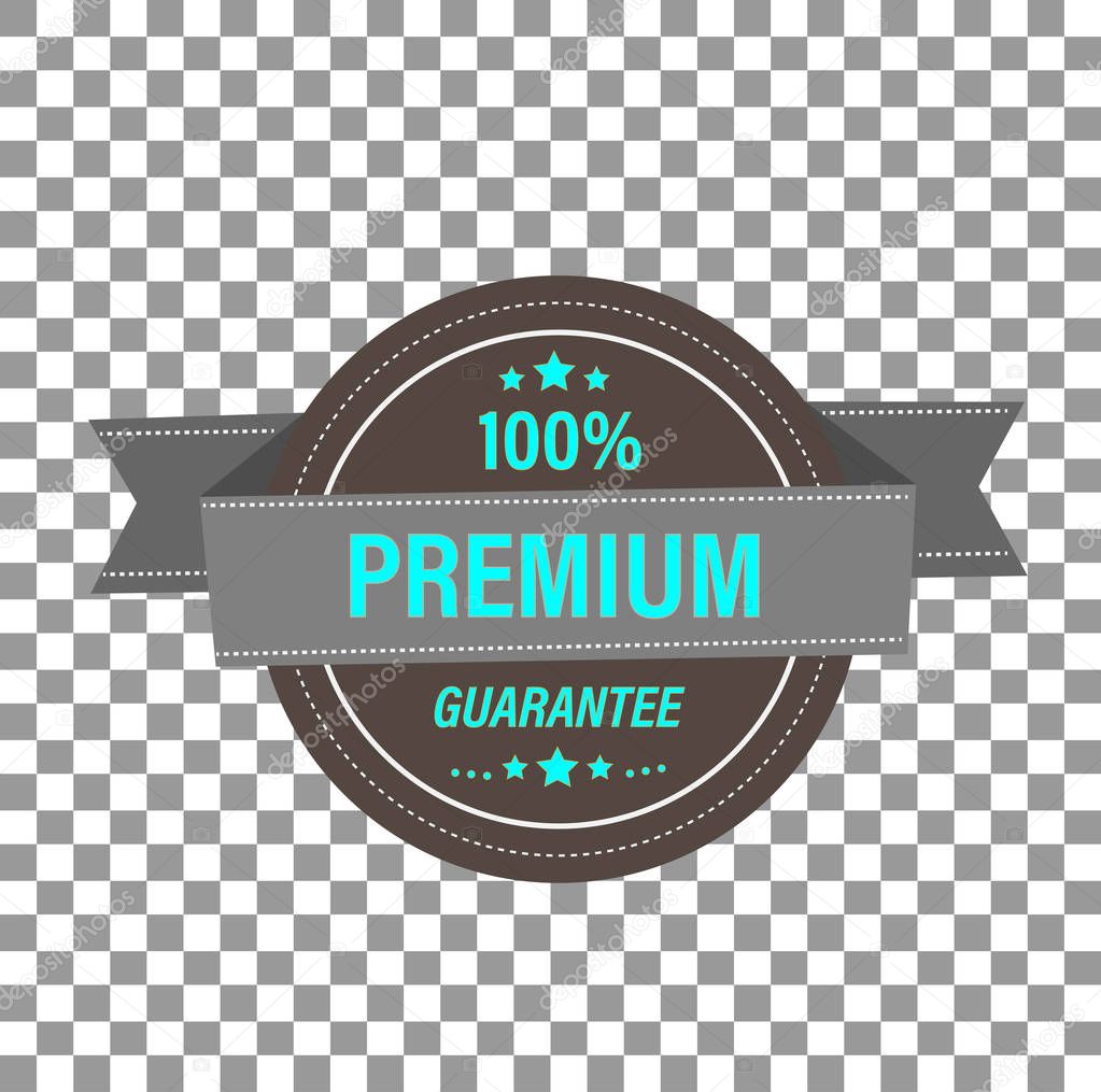 100 Satisfaction Guaranteed Golden Medal Label Icon Seal Sign on Transparent Plaid Background. Vector Illustration EPS10