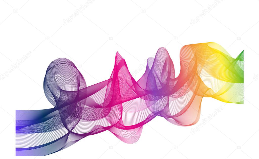 Rainbow Ribbon wave on a white background.Vector.