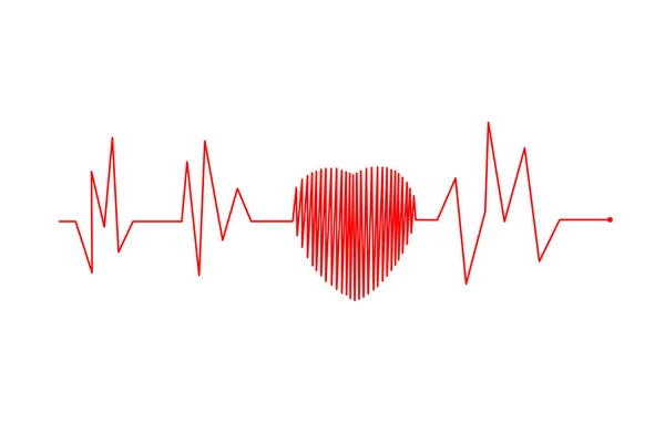 Kırmızı kalp atışı ve kalp hızı hattı kavramı vektör illüstrasyon. — Stok Vektör