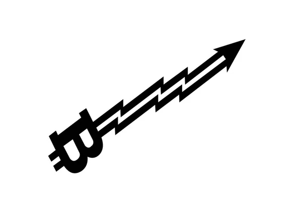Bitcoin Símbolo de moneda con flecha hacia arriba Vector ilustración — Vector de stock