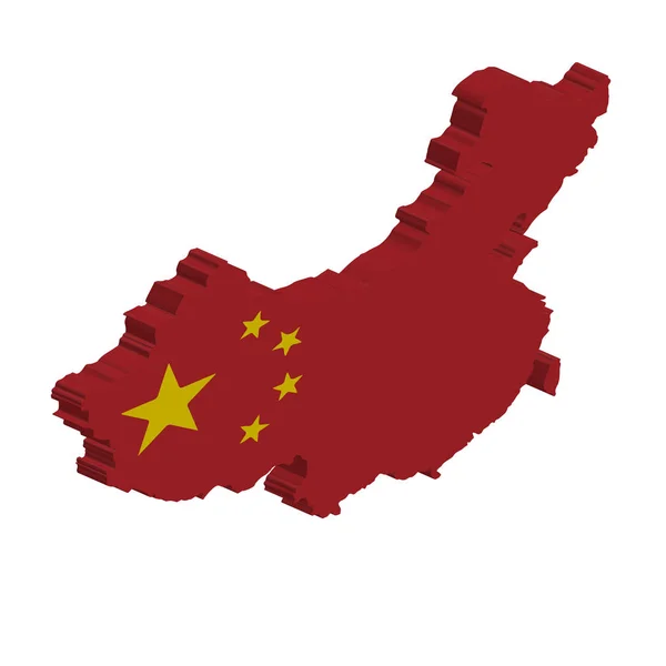 Carte du drapeau vectoriel 3D de la Chine — Image vectorielle