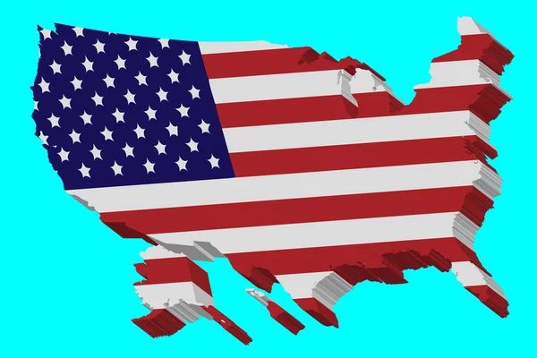 3D-Vektor Flagge Karte der USA — Stockvektor