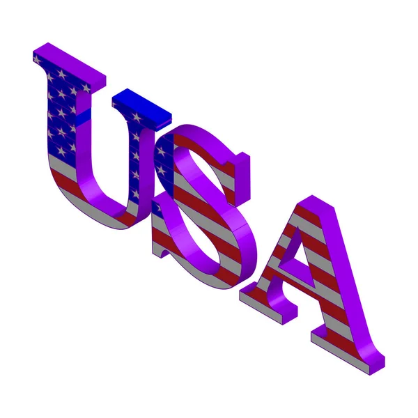 3D slovo USA s americkou vlajkou — Stockový vektor