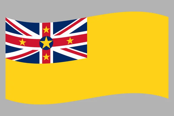 Waving flag of Niue. Vector illustration — Stock Vector