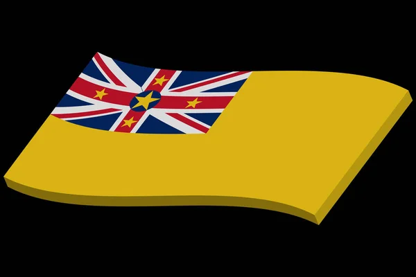 3D mávající vlajka Niue. Vektorová ilustrace — Stockový vektor