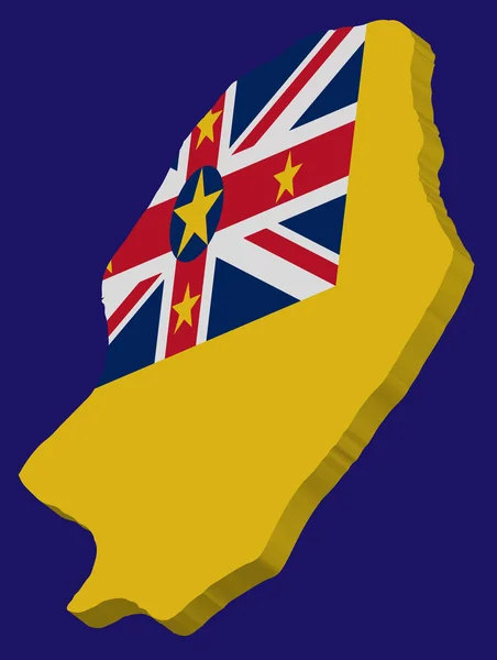 Mapa y bandera 3D Niue of Vector EPS10 — Archivo Imágenes Vectoriales