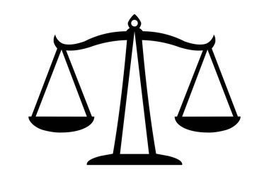 Adalet ölçekler simgesi. Hukuk dengesi sembolü. Vektör çizimi