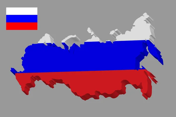 Ryssland karta 3D i ryska flaggan. Ryssland vektor karta och flagga. Vektor illustration — Stock vektor