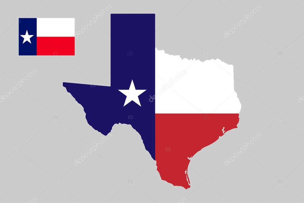 U.S. state of Texas Map outline and flag.Vector illustration. EPS10