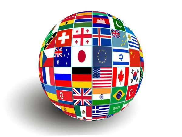 Flag Globe with different country flags — Stock Photo, Image