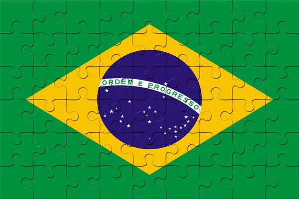 Puzzle, Brazília zászlaja — Stock Fotó