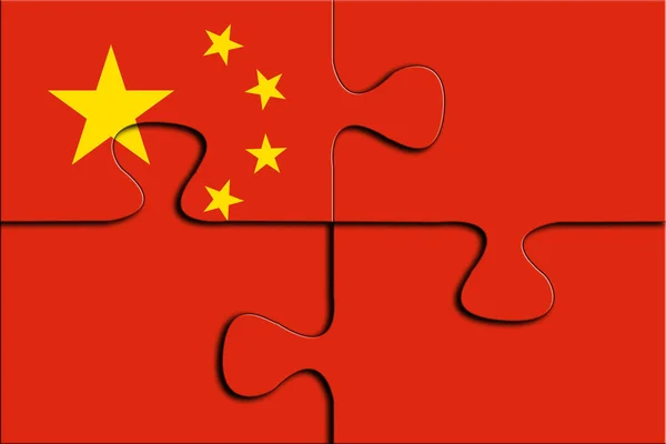 Jigsaw Puzzles med Kina flagga — Stockfoto