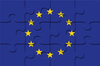 Avrupa Birliği ulusal bayrağı ile bulmacalar.