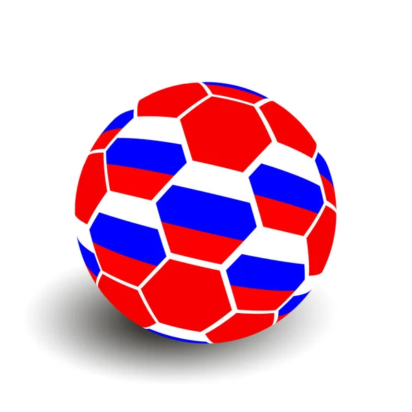 Rússia bola de futebol de futebol com bandeira russa isolada no fundo branco — Fotografia de Stock