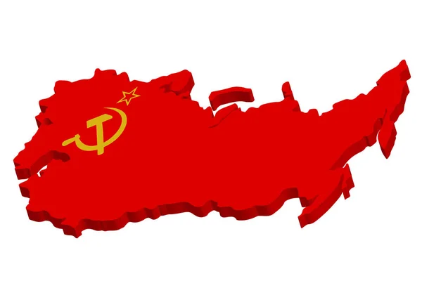 União Soviética, URSS, mapa com bandeira —  Vetores de Stock