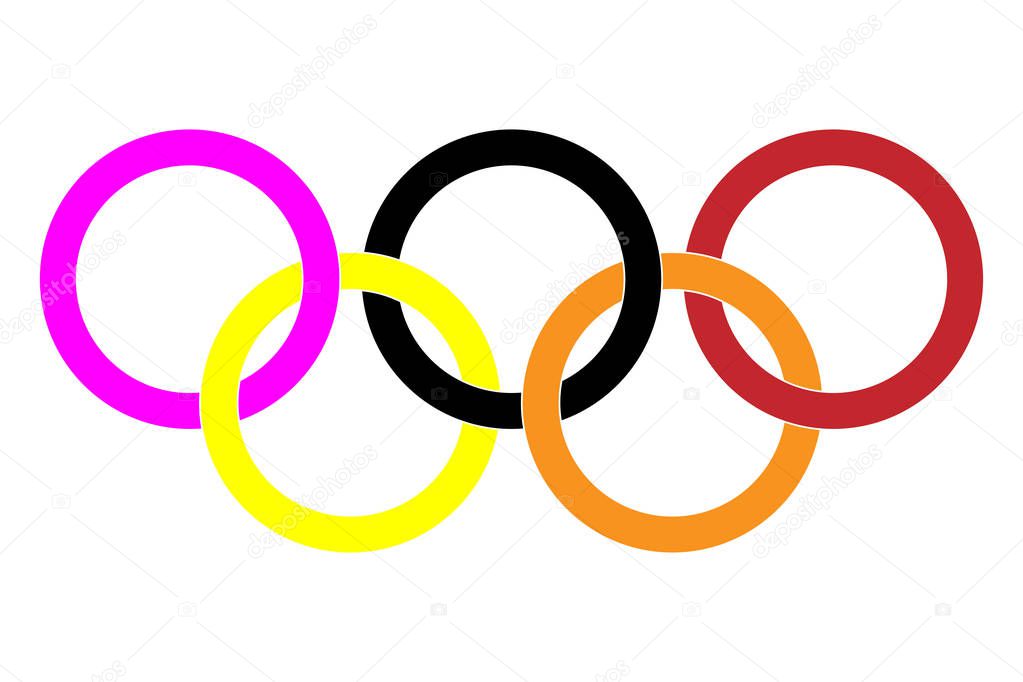 Different color olympic rings . Olympic games concept. Vector illustration.