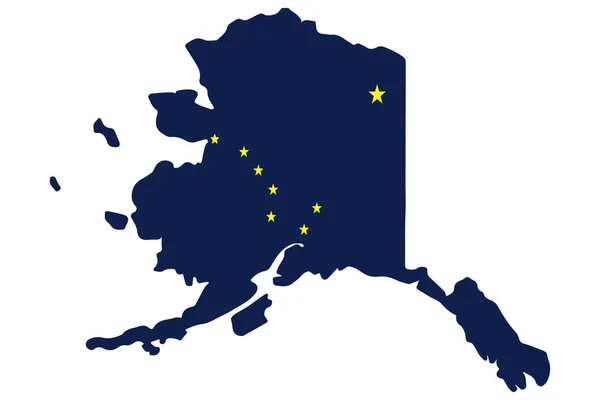 Kaart vlag van de Amerikaanse staat Alaska. vector illustratie — Stockvector