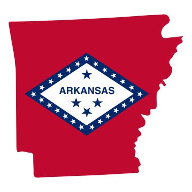 ABD'nin Arkansas eyaletinin harita bayrağı. Vektör çizimi
