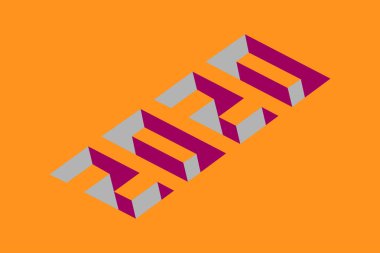 Yeni Yıl 2020 İzometrik sayılar Vektör illüstrasyon