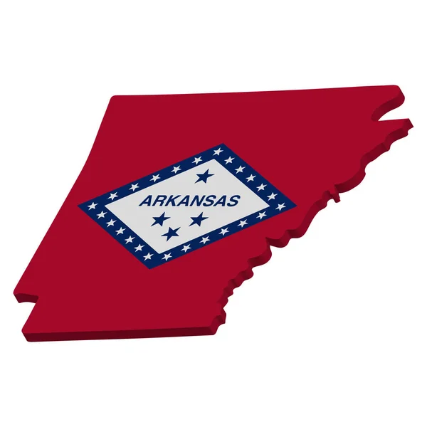 3D Térkép zászlaja az amerikai állam Arkansas. Vektoros illusztráció — Stock Vector