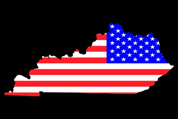 Karta över den amerikanska delstaten Kentucky med amerikanska flaggan. vektor illustration — Stock vektor