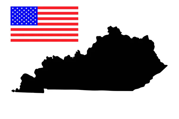 Kaart van de Amerikaanse staat Kentucky met Amerikaanse vlag. vector illustratie — Stockvector