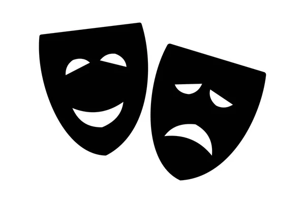 Ilustración vectorial de máscaras de teatro de comedia y tragedia — Vector de stock